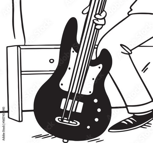 Striking black silhouette of a bass fish a classic symbol of angling and aquatic life rendered in a clean vector design
