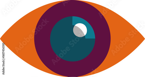 Abstract eye with colorful pupil, vision or insight icon

