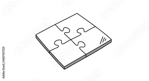 Four interconnected puzzle pieces form a simple square shape on a white background