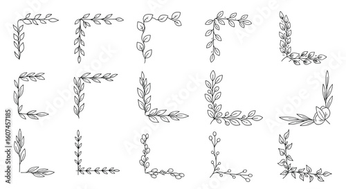 Decorative ornate corner flourish accents for enhancing page borders and design elements with vintage artistic flair