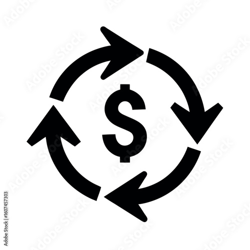 Currency Exchange Loop Icon Vector Illustration
