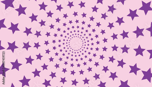 Purple color star spiral pattern on a soft pink background. Ideal for abstract designs, wallpapers, textiles, and psychedelic visual themes.