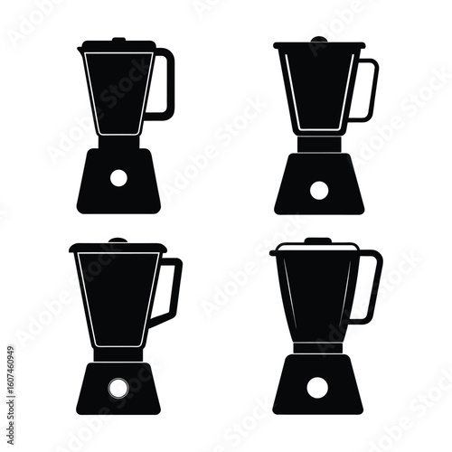 Kitchen Tools Silhouettes – Blender Icon Set Isolated on White Background