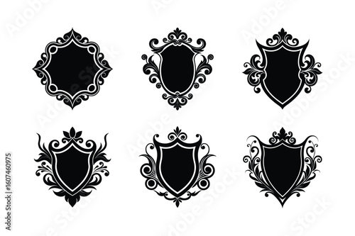 Detailed flourish frame visuals for sophisticated design Silhouette Vector illustration