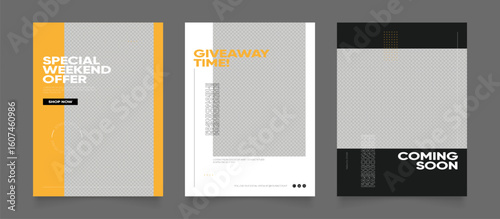 social media template banner blog fashion sale promotion. fully editable instagram and facebook square post frame puzzle organic sale poster. fresh yellow black element shape vector background