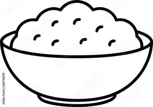 mashed potatoes bowl icon line art vector illustration on transparent background