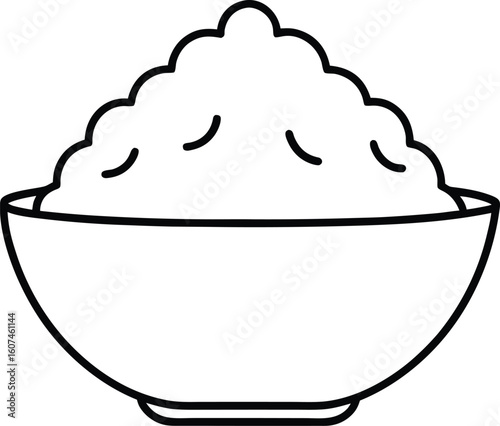 mashed potatoes bowl icon line art vector illustration on transparent background