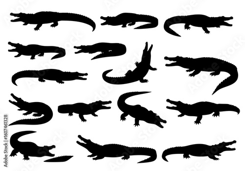 Wallpaper Mural Silhouette Various Poses Alligator Crocodile Reptile Animal Wildlife Collection Torontodigital.ca