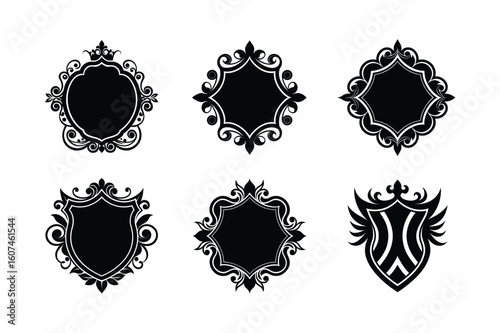 Victorian flourish frame collection for classic decor themes Silhouette Vector illustration