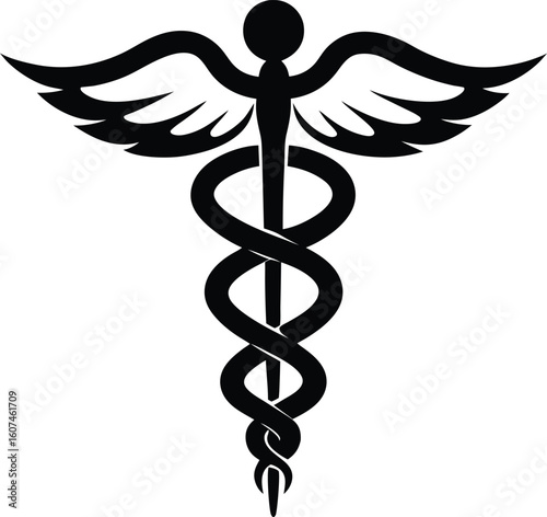 The Caduceus Staff of Hermes with Two Snakes Doodle