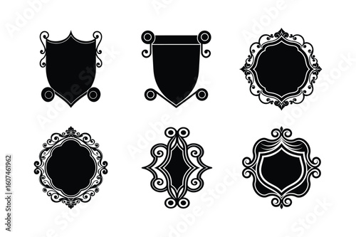 Decorative flourish frame variety for heritage art concepts Silhouette Vector illustration