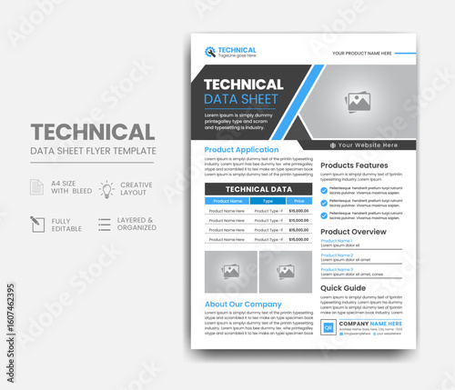 Technical Data Sheet Flyer Template Design