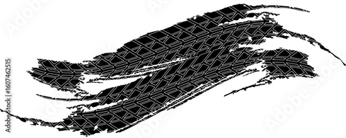 Auto tire tread grunge element. Car and motorcycle tire pattern, wheel tyre tread track. Black tyre print.