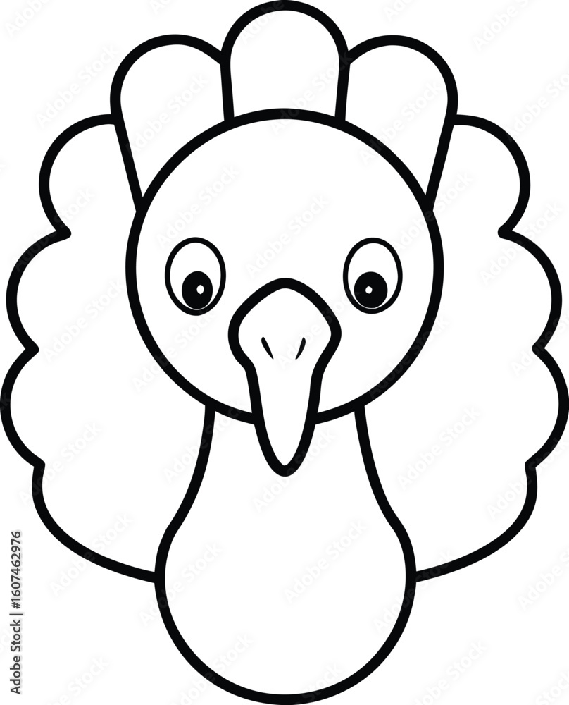 Obraz premium turkey face icon line art vector illustration on transparent background 