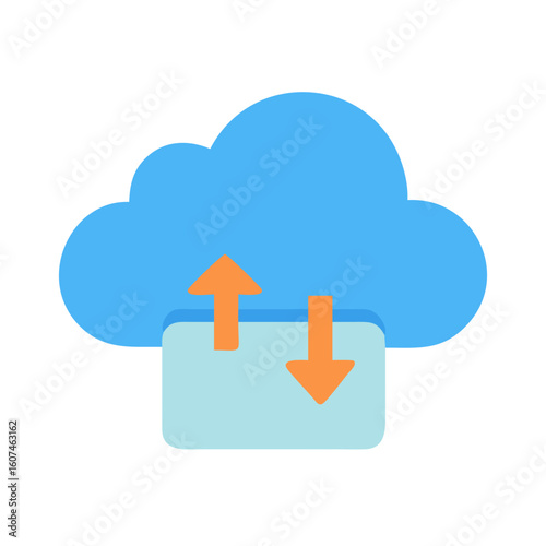 Cloud computing data upload and download concept illustration
