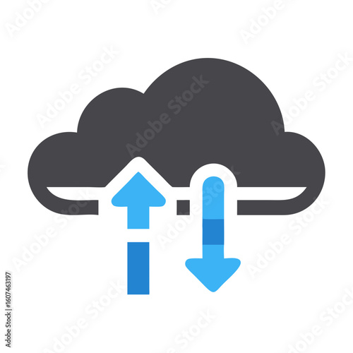 Cloud data transfer synchronization up down flat icon