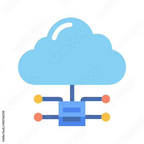 Stylized Cloud Server Network Icon on Black Background
