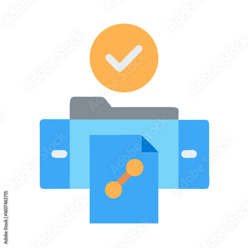 Document sharing approval icon flat style vector graphic
