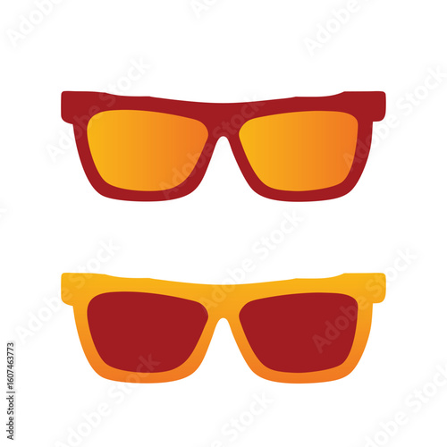 A stylish set of fashion eyeglasses, sunglasses, and optical spectacles with plastic frames, isolated on white, offering essential eye protection for summer