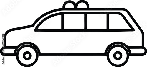wedding getaway vehicle icon line art vector illustration on transparent background	