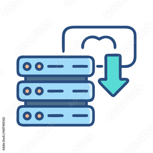 Data transfer to server stock image vector