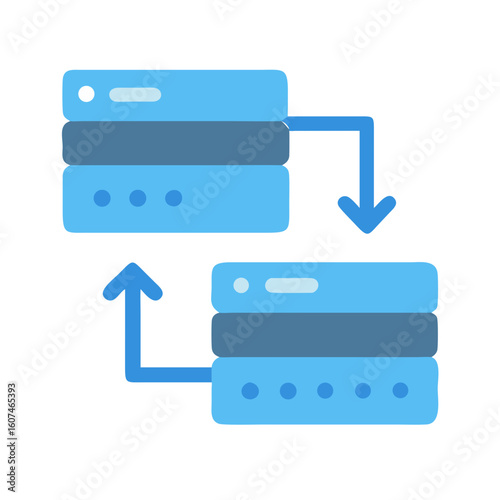 Data transfer and synchronization between servers in flat design