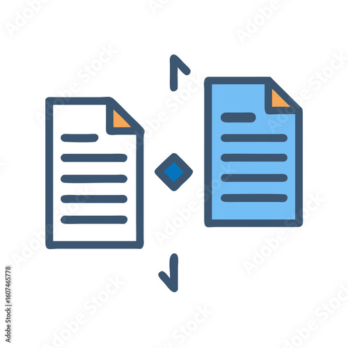 Document Exchange Process: Paperwork Transformation with Arrows Symbol