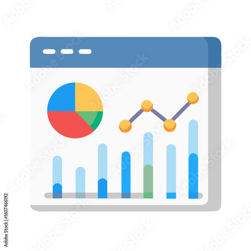 Data analysis visualization of a business graph in browser window