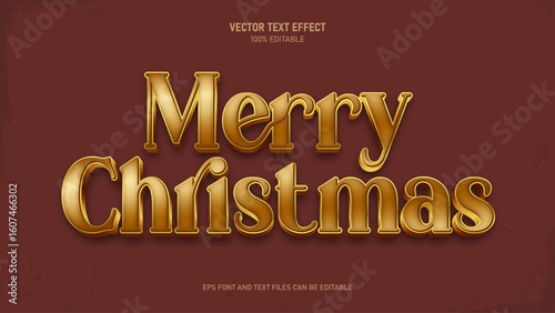 Merry christmas 3d gold style editable text effect