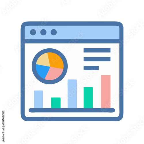 Simple Data Visualization Dashboard Illustration with Pie and Bar Charts