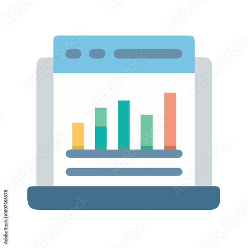 Colorful bar chart on monitor screen showing business growth