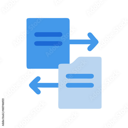 Document transfer concept showing data exchange between file icons