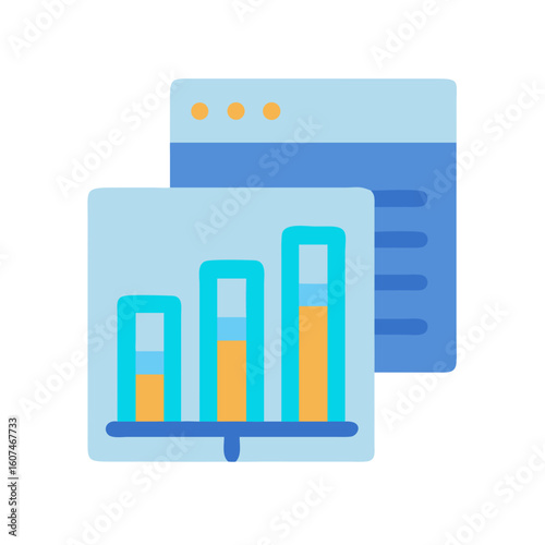 Data analysis displayed in front of a web browser