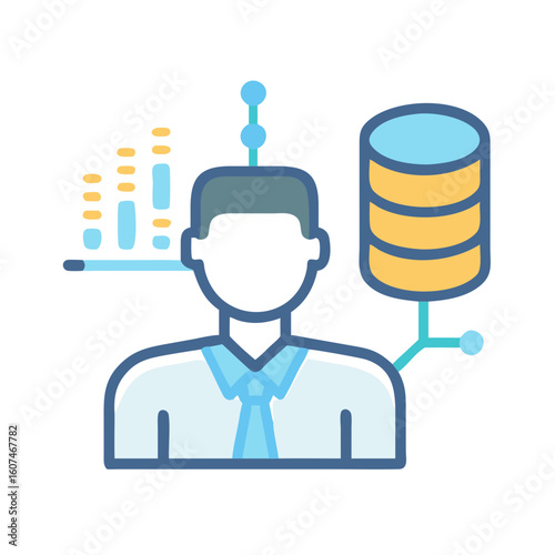 Data specialist abstract concept with graphs and server database