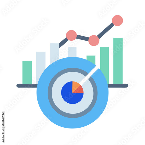 Business statistics data illustration featuring graphs and charts design