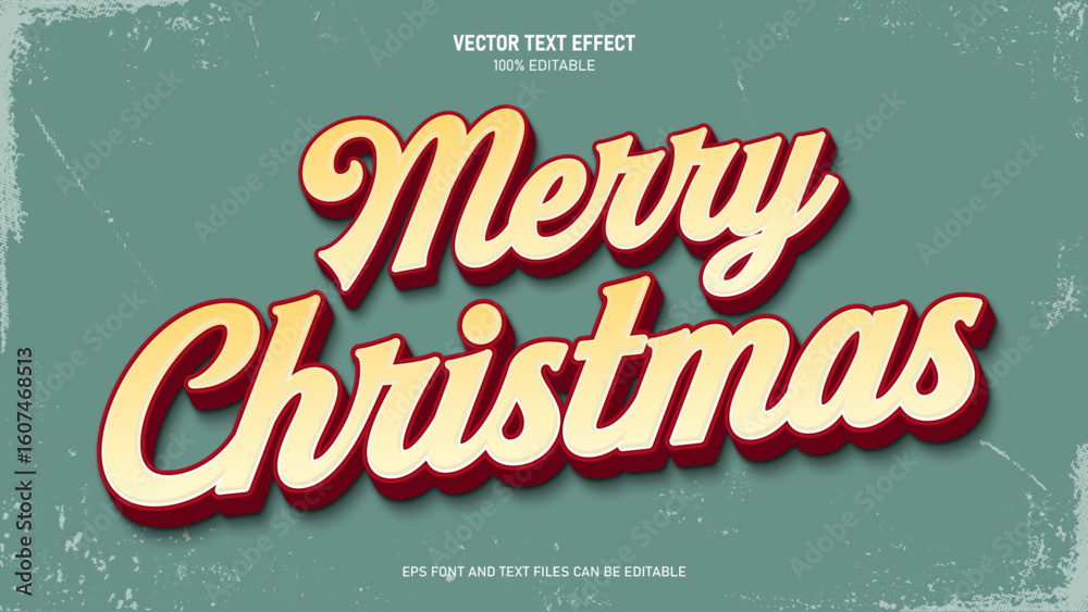 Obraz premium Merry christmas retro style text effect