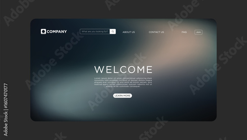 Elegant welcome page design template with simple search bar for modern company website