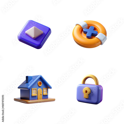 3D UI UX Essentials Icon Set | home, help, unlock, System Tools, 3d rendering isolated on white background. cartoon plastic style icons
