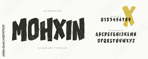 Mohxin, Bold Textured Display Font with Vintage Vibes