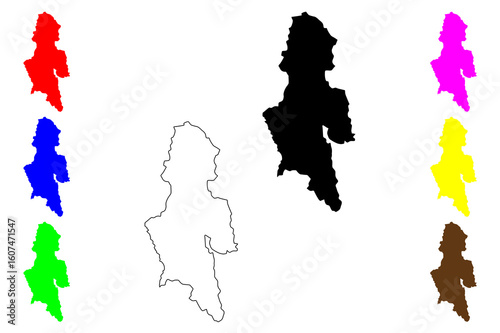 Kanoya city (Japan, Nihon-koku or Nippon-koku, Kyushu region) map vector illustration, scribble sketch Kanoya-shi map