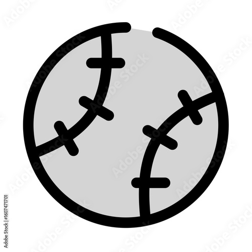 This baseball icon showcases a classic sports ball with stitch details, perfect for representing athletic activities and team games.