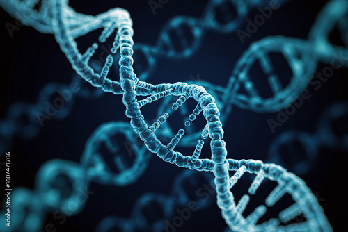 DNA Helix Structure on Dark Background | Molecular Biology for Medical Science, Genetics Research