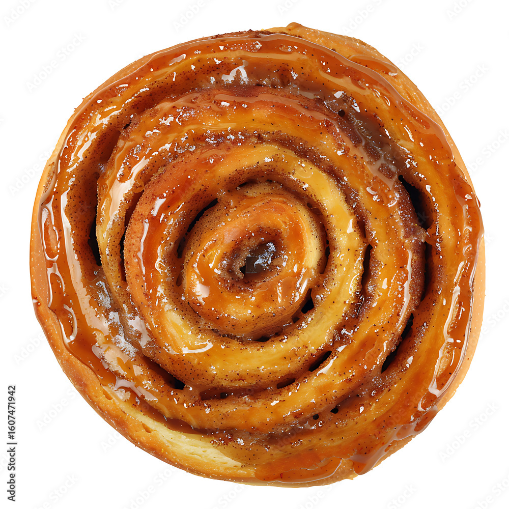 Fototapeta premium Golden Spiral Cinnamon Roll with Glaze