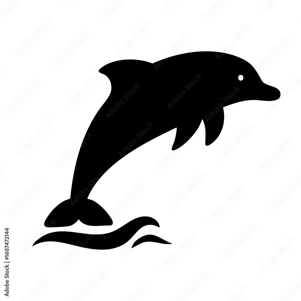 Fototapeta premium Dolphin silhouette icon black clipart on transparent background 