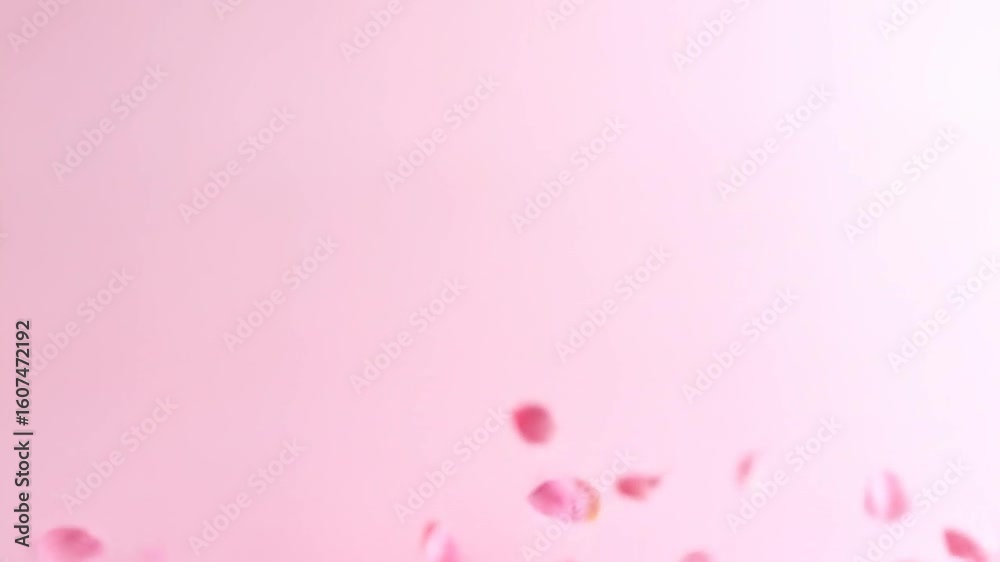 Delicate Pink Rose Petals Falling on a Soft Gradient Background for Romantic Celebrations and Wedding Decorations Delicate Pink Rose Petals Falling on a Soft Gradient Background for Romantic Celebrations and Wedding Decorations