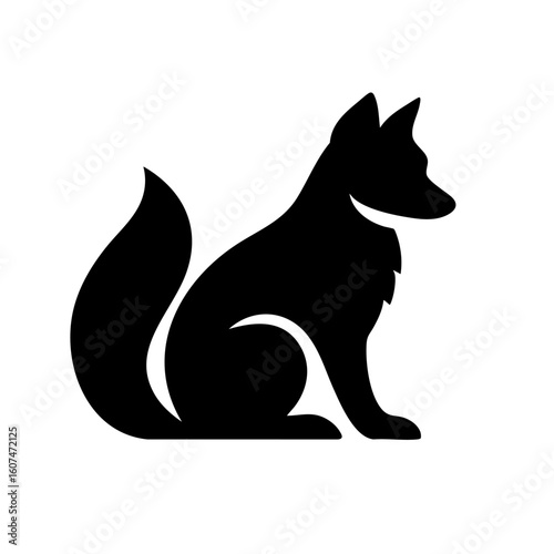 Fox silhouette icon black clipart on transparent background
