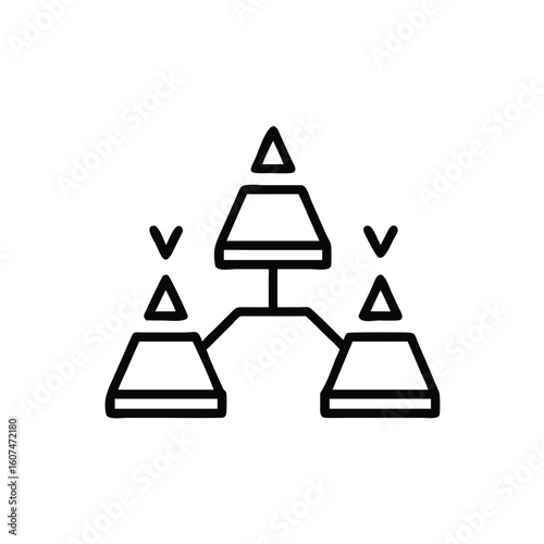 Outline icon representing a hierarchical decision making process hierarchy