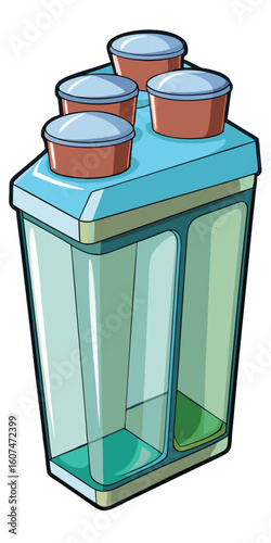 Cartoon fish tank aquarium illustration on transparent background