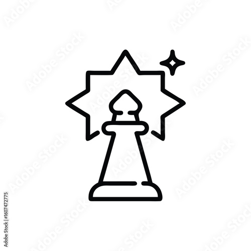 Pawn chess piece with starburst sparkles icon strategy game