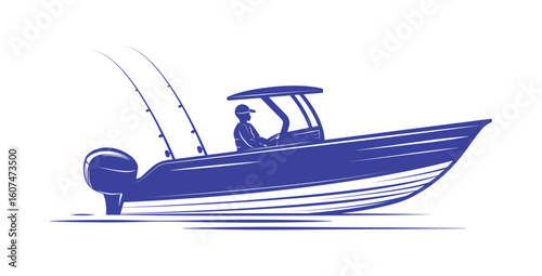 Illustration of a silhouette of a fishing boat or ship. Suitable for fishing logos, the boat industry, fishing sports and boat rentals.